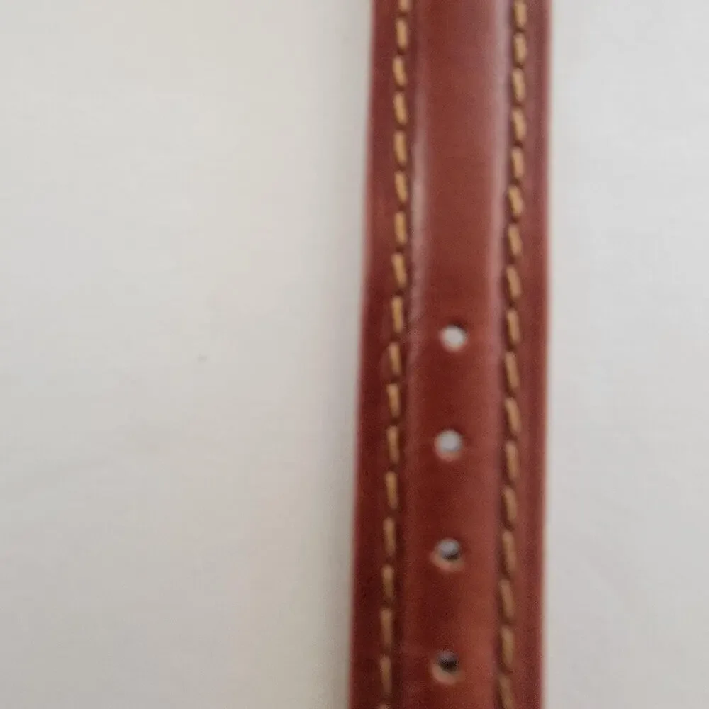 Timex Womens Watch Cream Dial Gold Case Brown Leather Strap Quartz Analog